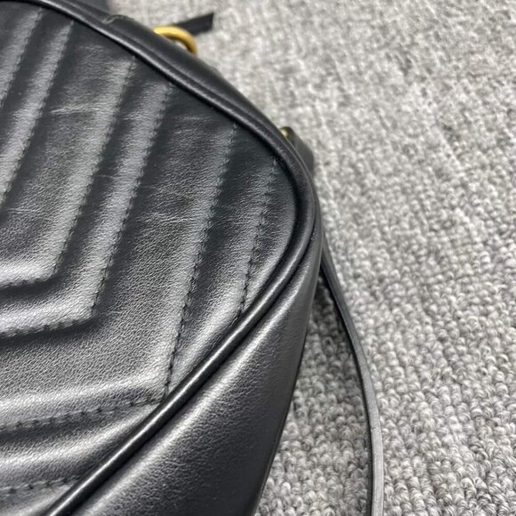 100% Authentic GUCCI Marmont Black Leather Small Shoulder Bag - Picture 11 of 16